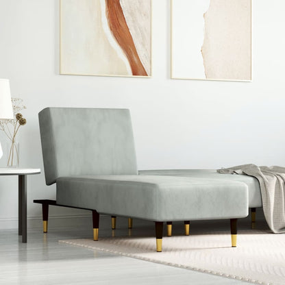 Chaise Longue in Velluto Grigio Chiaro