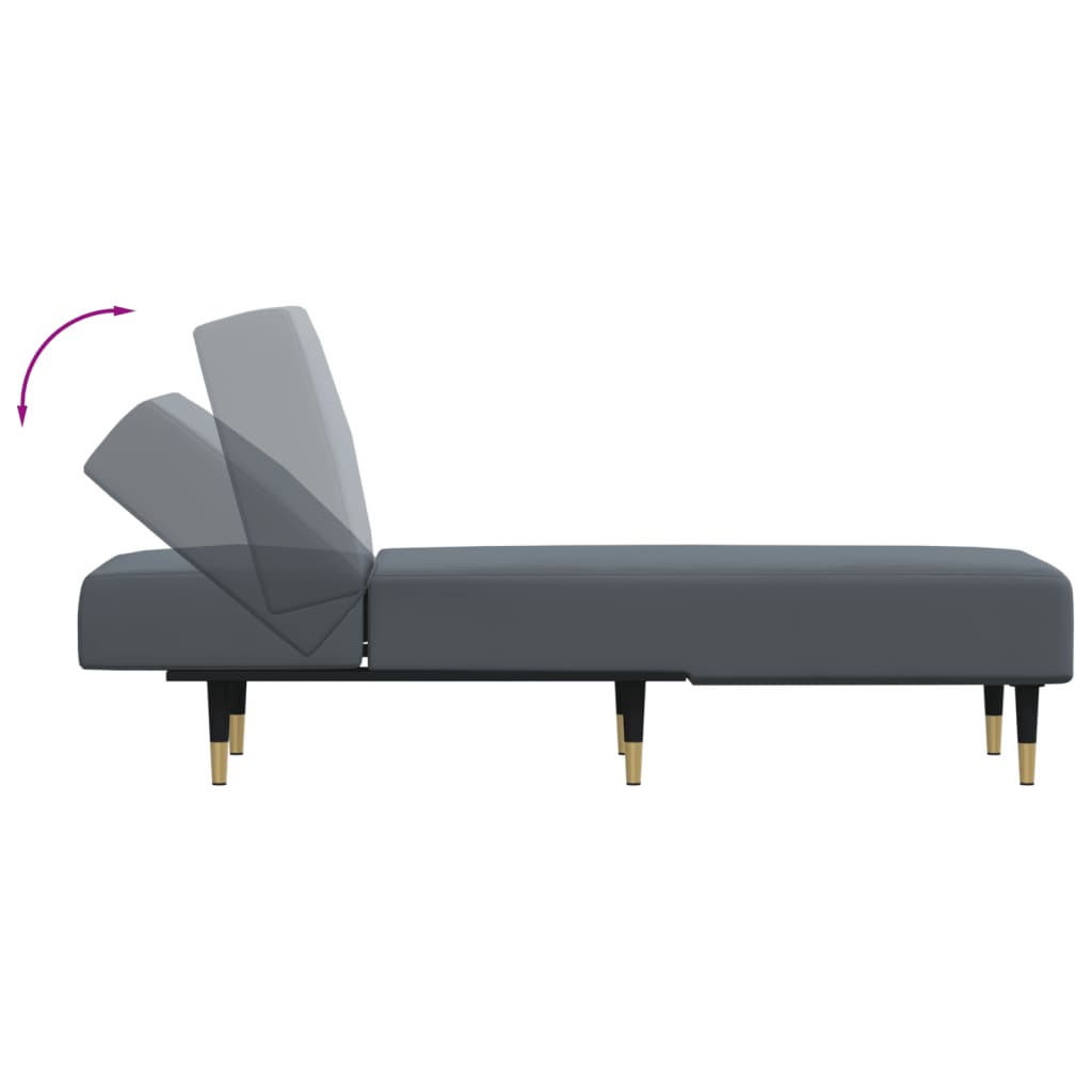 Chaise Longue in Velluto Grigio Scuro - homemem39