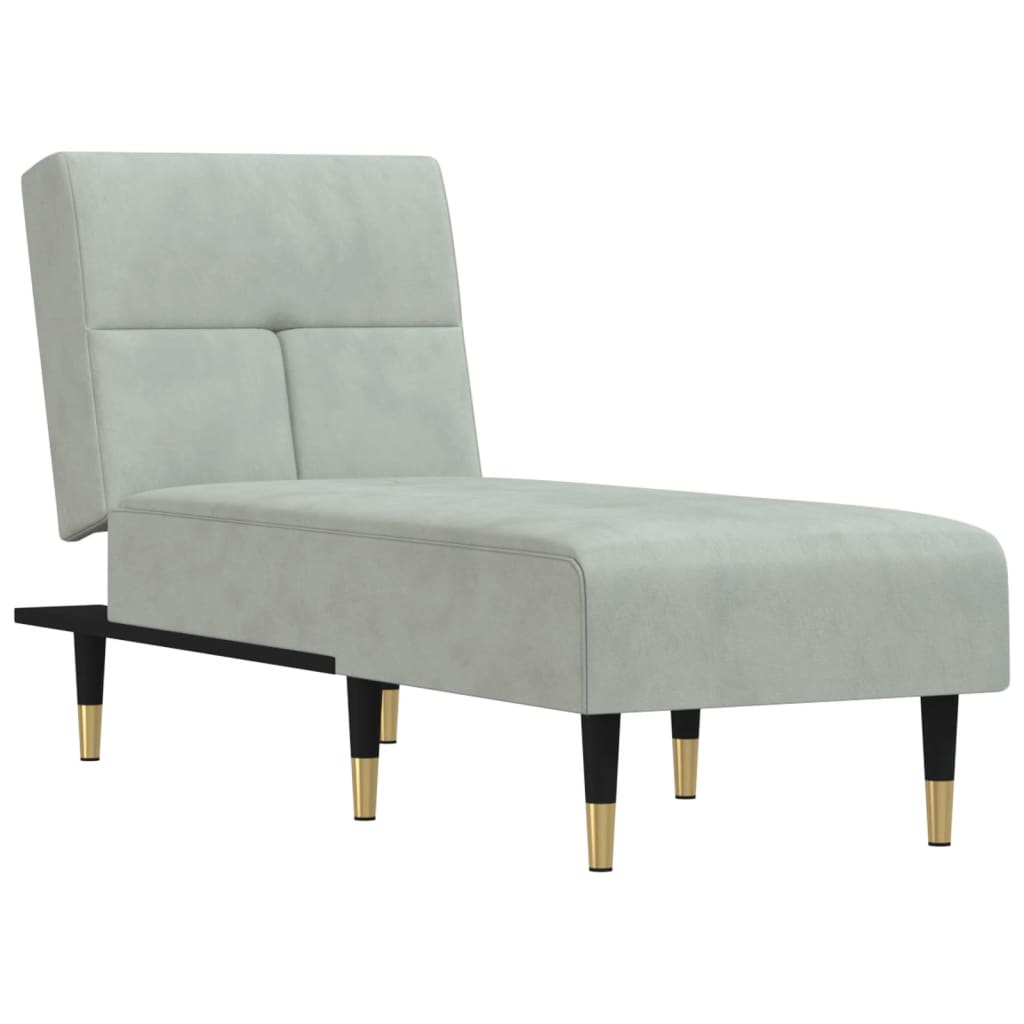 Chaise Longue in Velluto Grigio Chiaro - homemem39