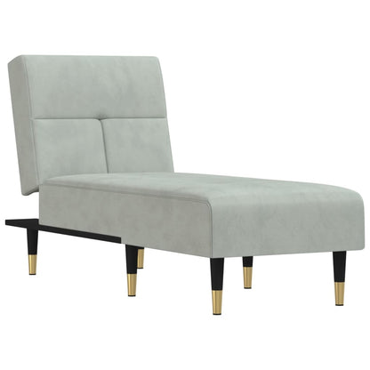 Chaise Longue in Velluto Grigio Chiaro - homemem39