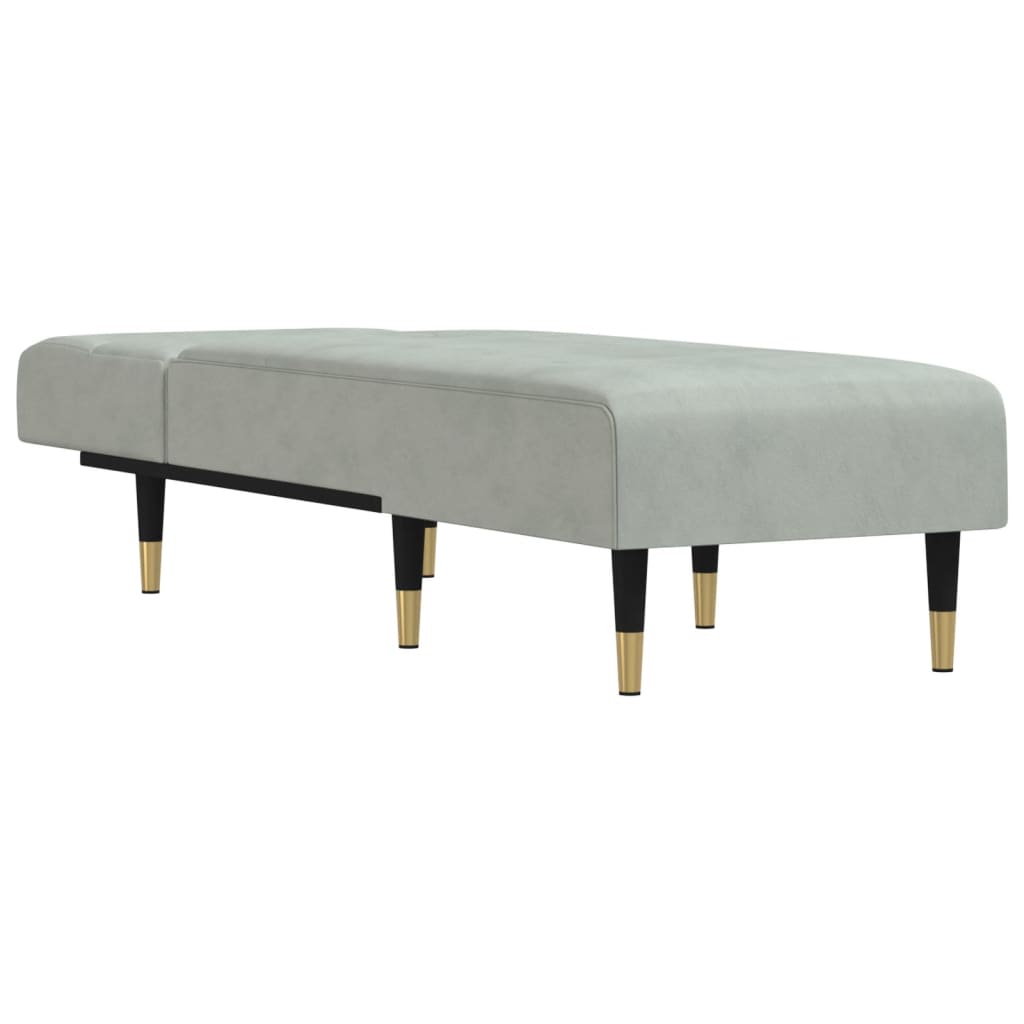 Chaise Longue in Velluto Grigio Chiaro