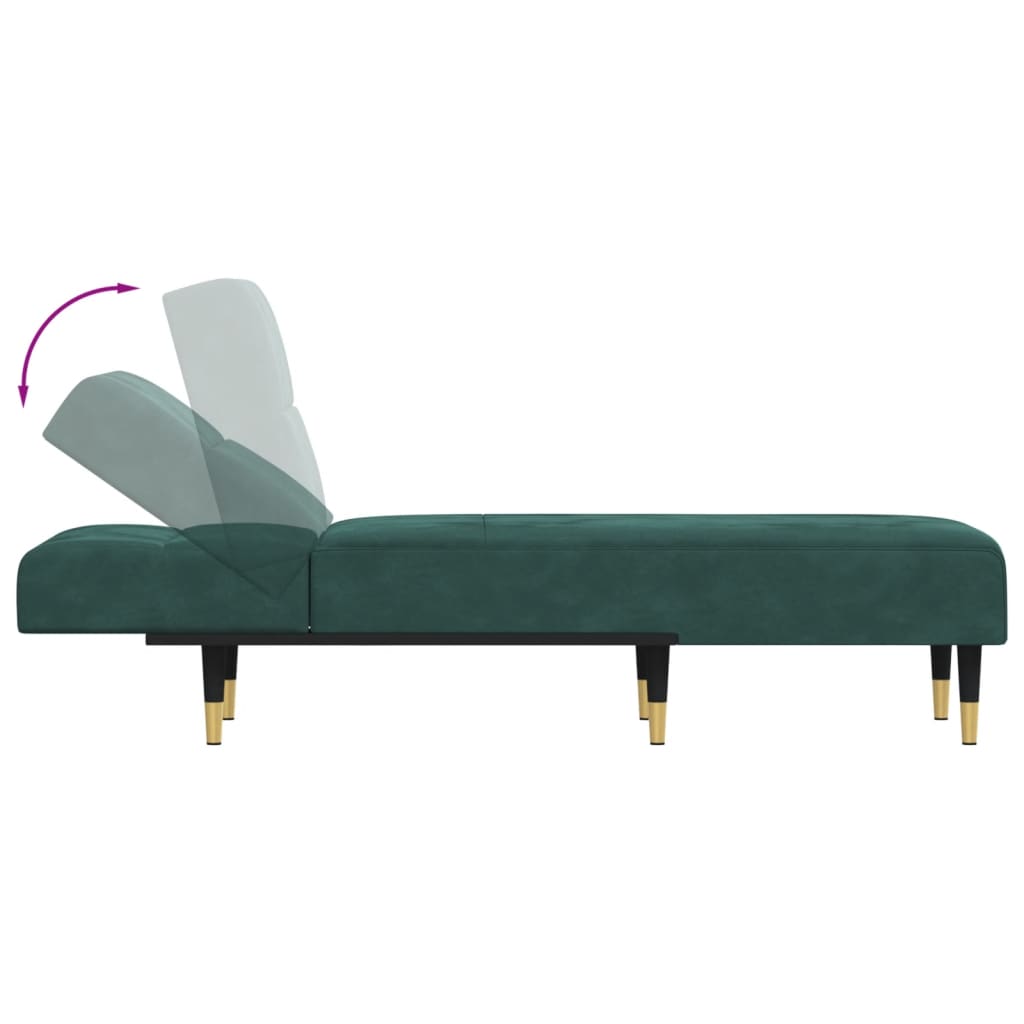 Chaise Longue in Velluto Verde Scuro