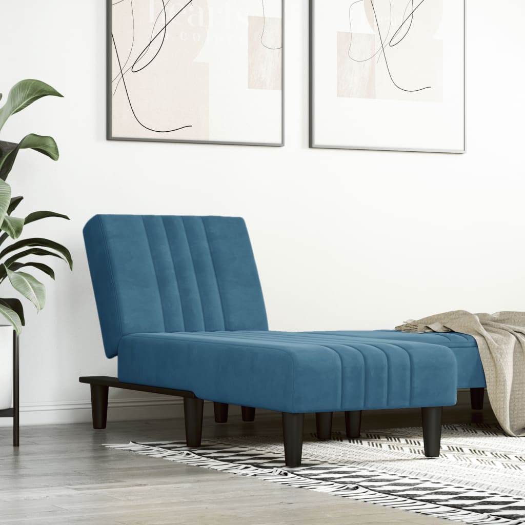 Chaise Longue in Velluto Blu