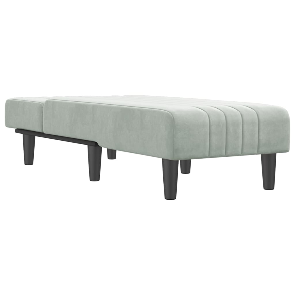 Chaise Longue in Velluto Grigio Chiaro