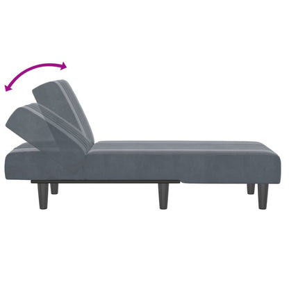 Chaise Longue in Velluto Grigio Scuro