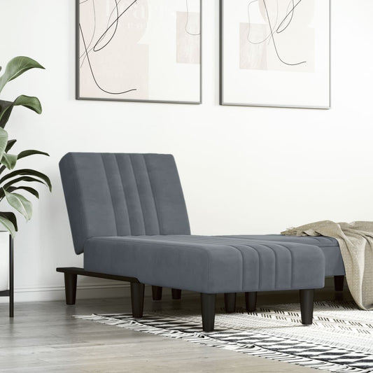 Chaise Longue in Velluto Grigio Scuro