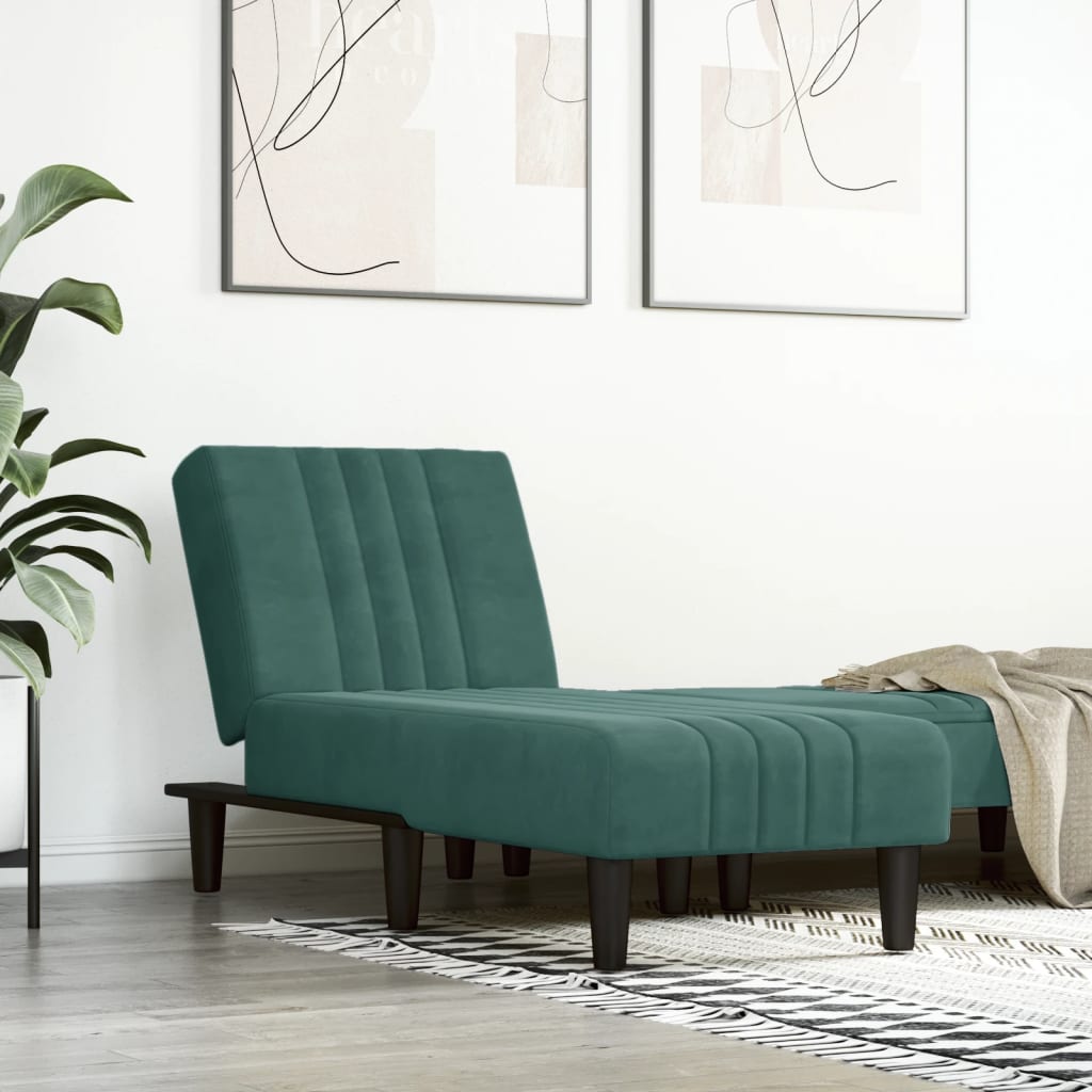 Chaise Longue in Velluto Verde Scuro