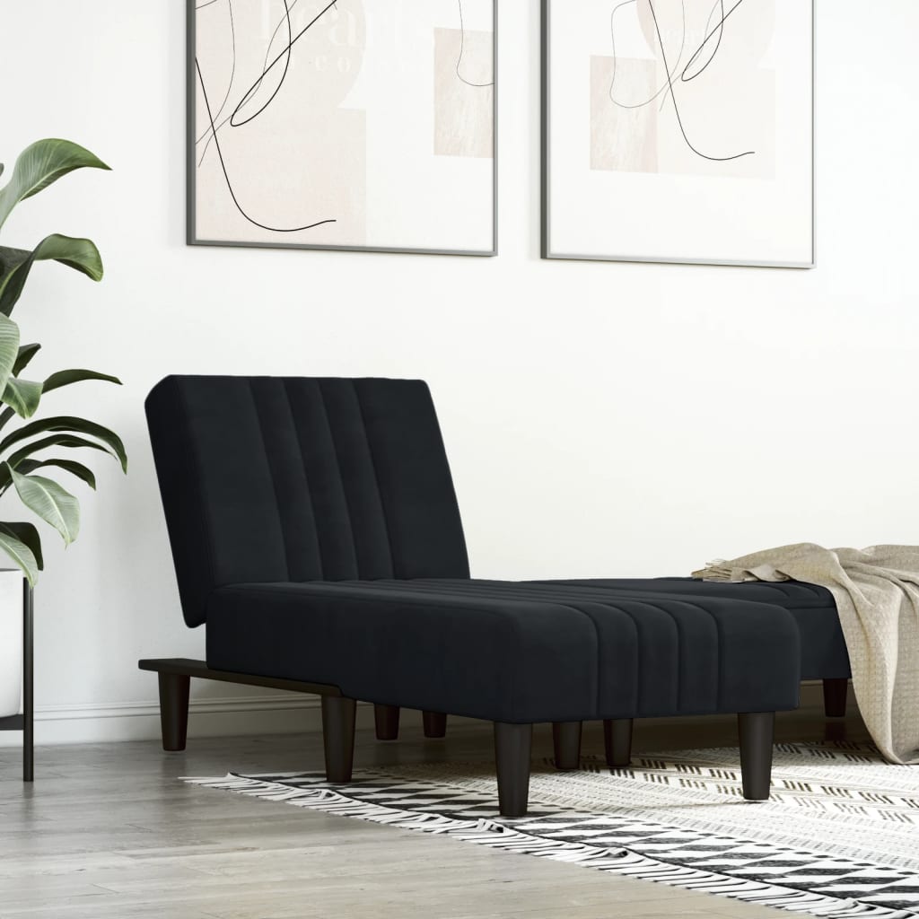 Chaise Longue in Velluto Nero - homemem39