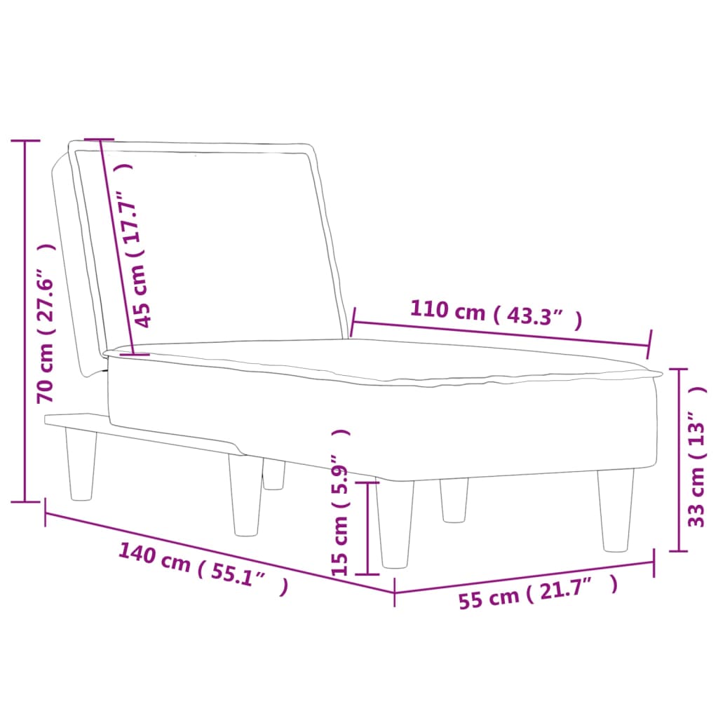 Chaise Longue in Tessuto Nero - homemem39