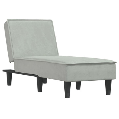 Chaise Longue in Velluto Grigio Chiaro