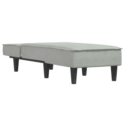 Chaise Longue in Velluto Grigio Chiaro