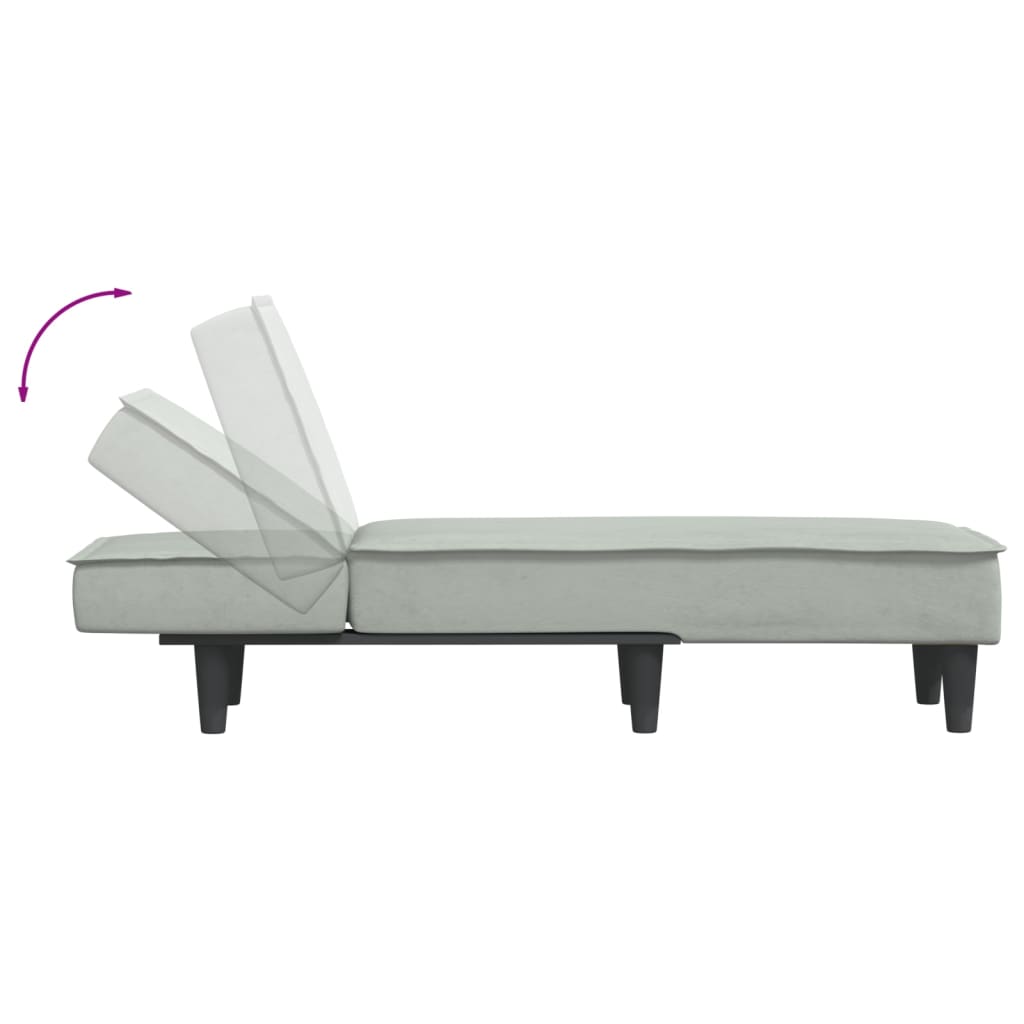 Chaise Longue in Velluto Grigio Chiaro - homemem39