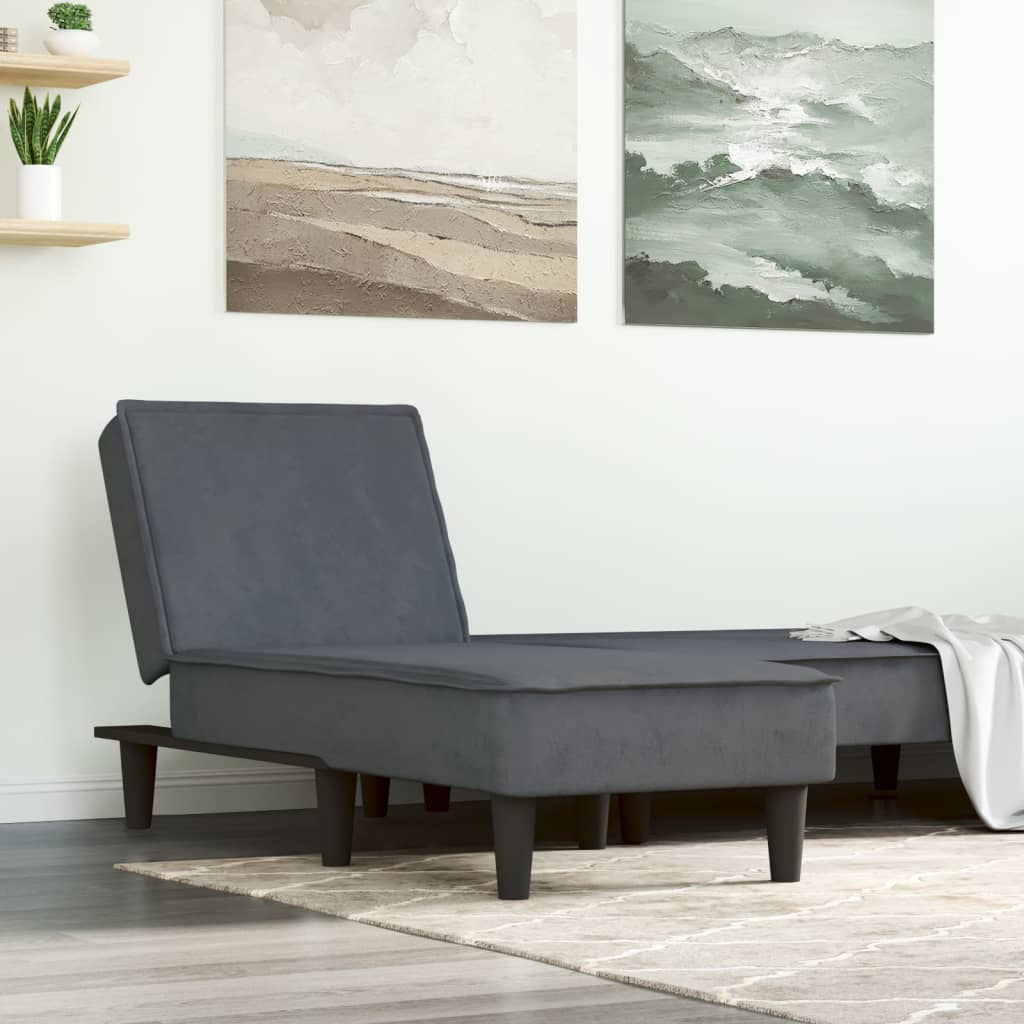 Chaise Longue in Velluto Grigio Scuro - homemem39