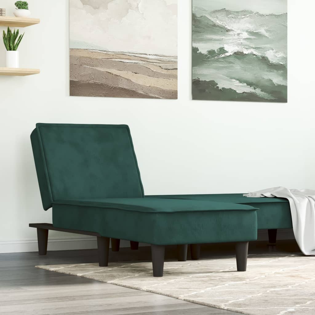 Chaise Longue in Velluto Verde Scuro - homemem39