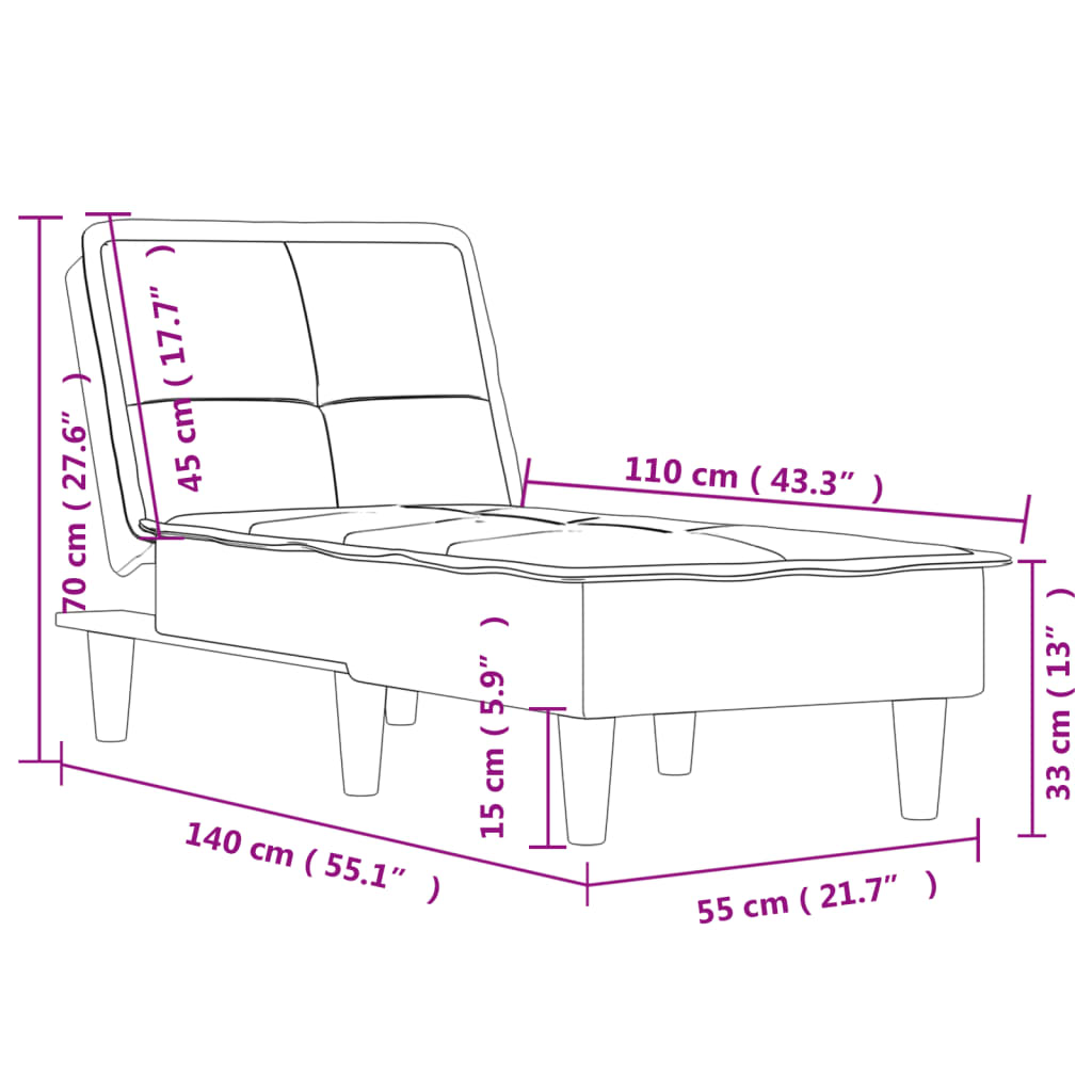 Chaise Longue in Tessuto Nero