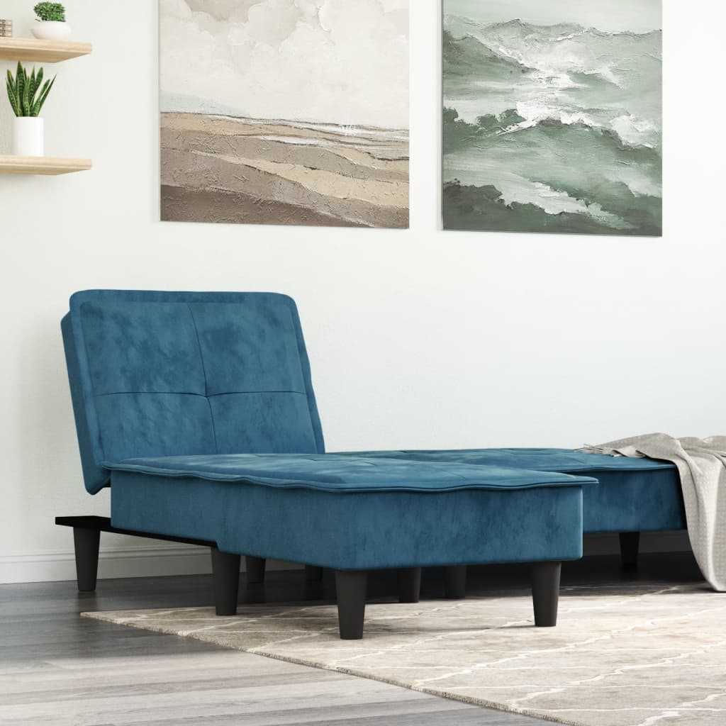 Chaise Longue in Velluto Blu - homemem39