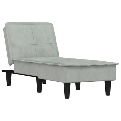 Chaise Longue in Velluto Grigio Chiaro