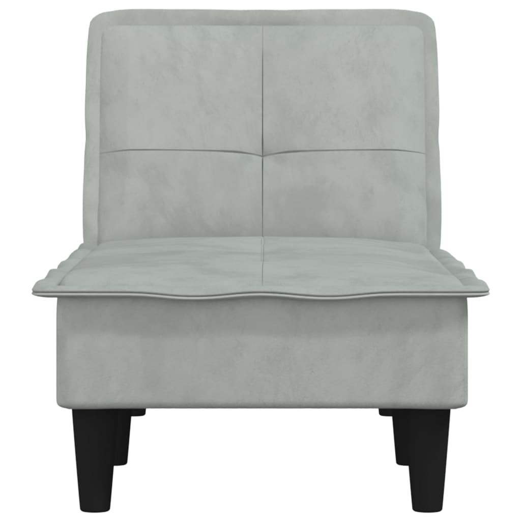 Chaise Longue in Velluto Grigio Chiaro