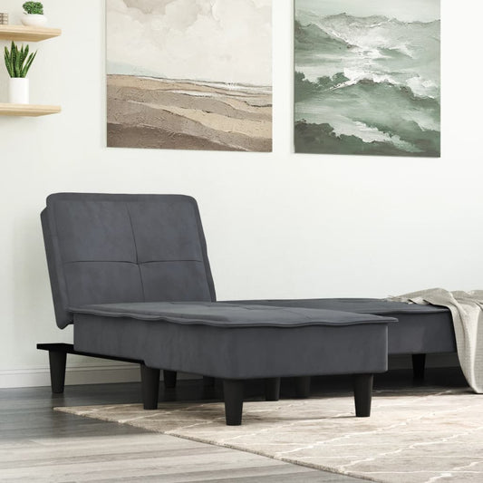 Chaise Longue in Velluto Grigio Scuro - homemem39
