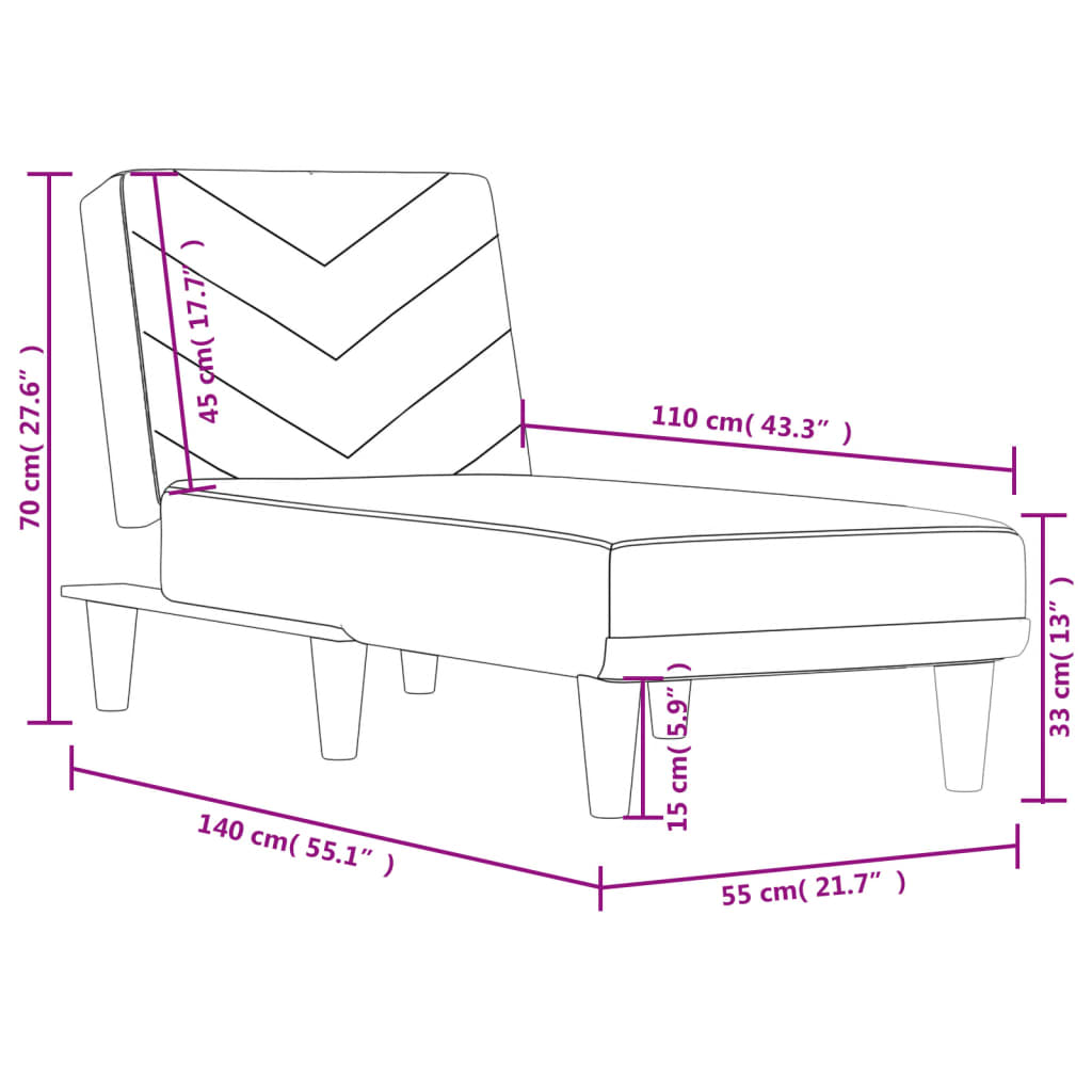 Chaise Longue in Tessuto Grigio Chiaro