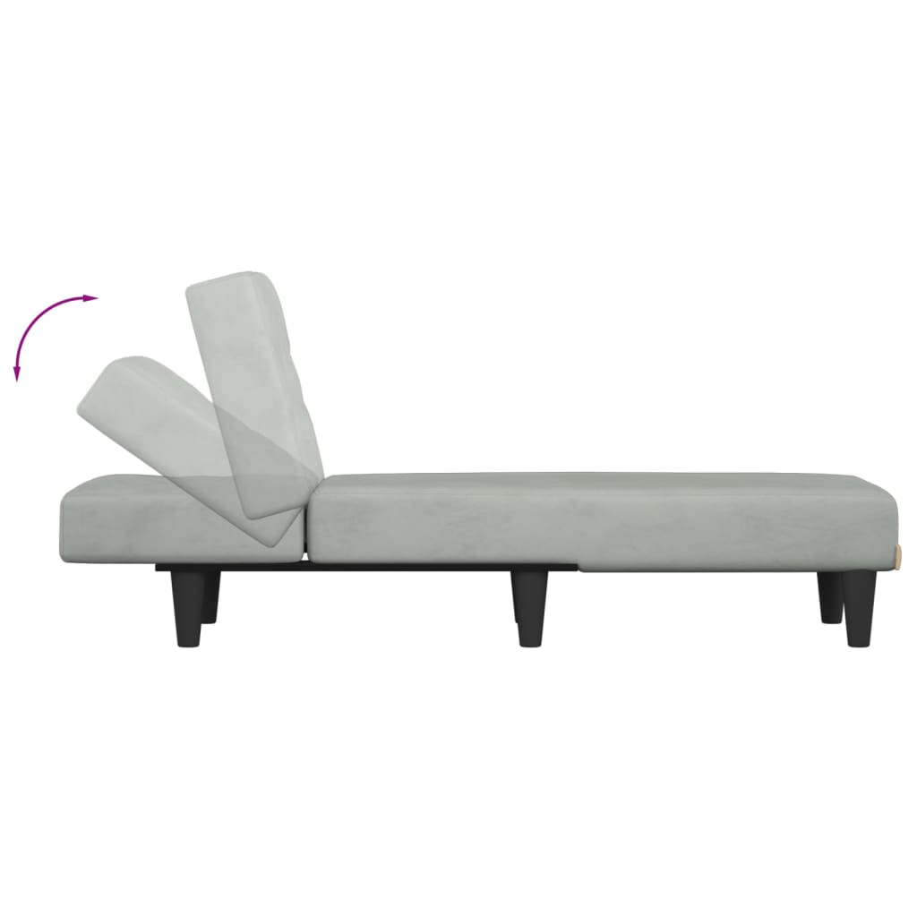 Chaise Longue in Velluto Grigio Chiaro