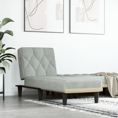 Chaise Longue in Velluto Grigio Chiaro - homemem39