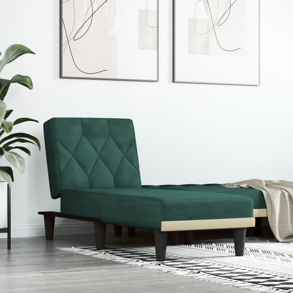 Chaise Longue in Velluto Verde Scuro - homemem39