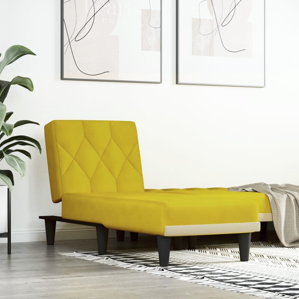 Chaise Longue in Velluto Giallo - homemem39