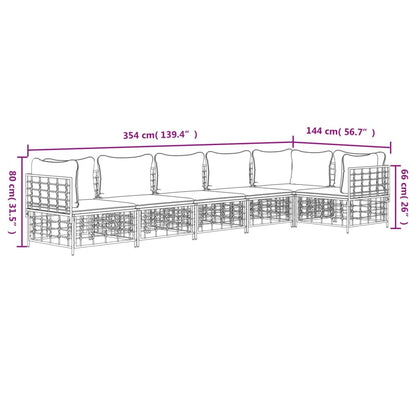 Set Divani da Giardino 6 pz con Cuscini Antracite in Polyrattan - homemem39