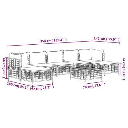 Set Divani da Giardino 8 pz con Cuscini Antracite in Polyrattan - homemem39