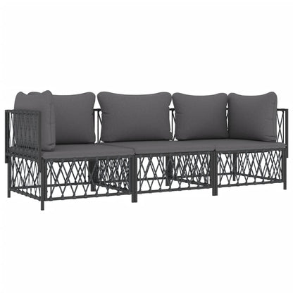 Set Salotto da Giardino 3 pz con Cuscini in Acciaio Antracite | homemem39