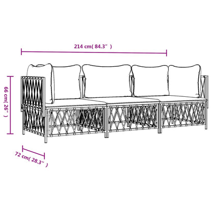 Set Salotto da Giardino 3 pz con Cuscini in Acciaio Antracite | homemem39