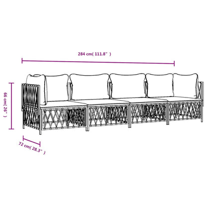 Set Salotto da Giardino 4 pz con Cuscini in Acciaio Antracite