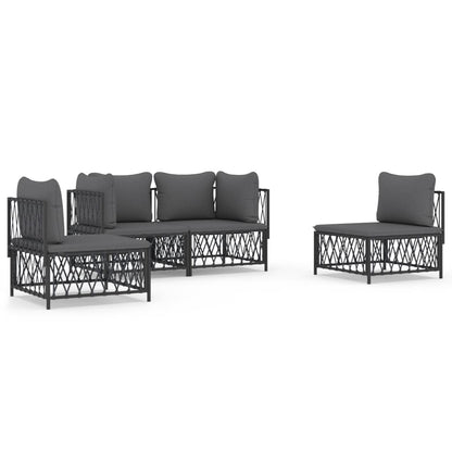 Set Salotto da Giardino 4 pz con Cuscini in Acciaio Antracite | homemem39