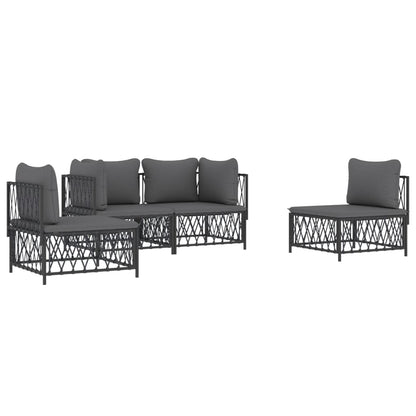 Set Salotto da Giardino 4 pz con Cuscini in Acciaio Antracite | homemem39