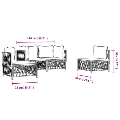 Set Salotto da Giardino 4 pz con Cuscini in Acciaio Antracite | homemem39
