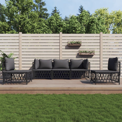 Set Salotto da Giardino 5 pz con Cuscini in Acciaio Antracite