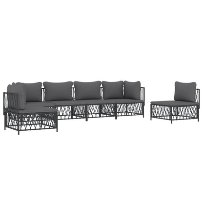 Set Salotto da Giardino 6 pz con Cuscini in Acciaio Antracite | homemem39