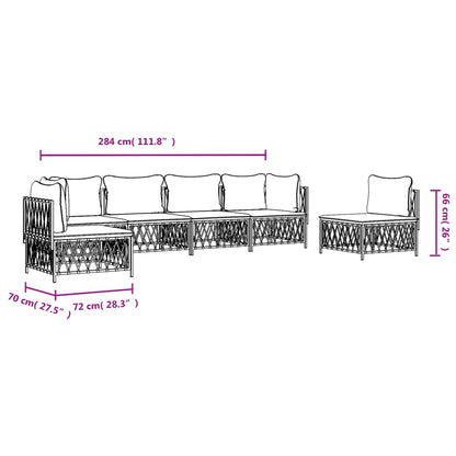 Set Salotto da Giardino 6 pz con Cuscini in Acciaio Antracite | homemem39