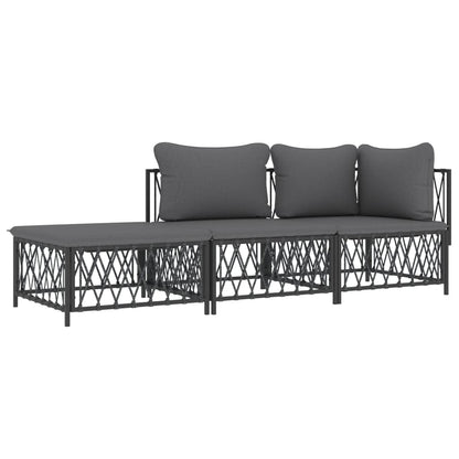 Set Salotto da Giardino 3 pz con Cuscini in Acciaio Antracite | homemem39