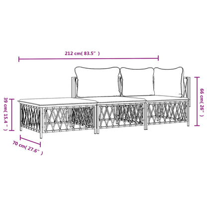 Set Salotto da Giardino 3 pz con Cuscini in Acciaio Antracite | homemem39