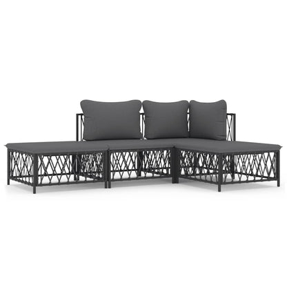 Set Salotto da Giardino 4 pz con Cuscini in Acciaio Antracite | homemem39