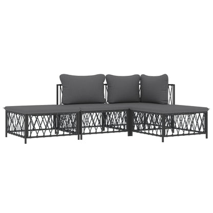 Set Salotto da Giardino 4 pz con Cuscini in Acciaio Antracite | homemem39