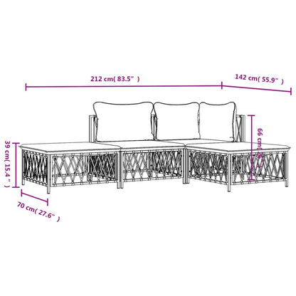 Set Salotto da Giardino 4 pz con Cuscini in Acciaio Antracite | homemem39
