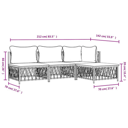 Set Salotto da Giardino 4 pz con Cuscini in Acciaio Antracite | homemem39