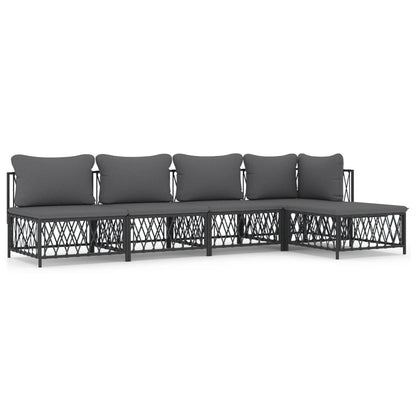 Set Salotto da Giardino 5 pz con Cuscini in Acciaio Antracite | homemem39