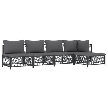 Set Salotto da Giardino 5 pz con Cuscini in Acciaio Antracite | homemem39