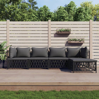 Set Salotto da Giardino 5 pz con Cuscini in Acciaio Antracite | homemem39
