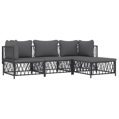 Set Salotto da Giardino 4 pz con Cuscini in Acciaio Antracite | homemem39