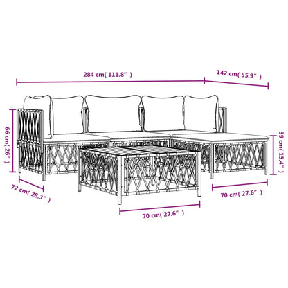 Set Salotto da Giardino 4 pz con Cuscini in Acciaio Antracite | homemem39